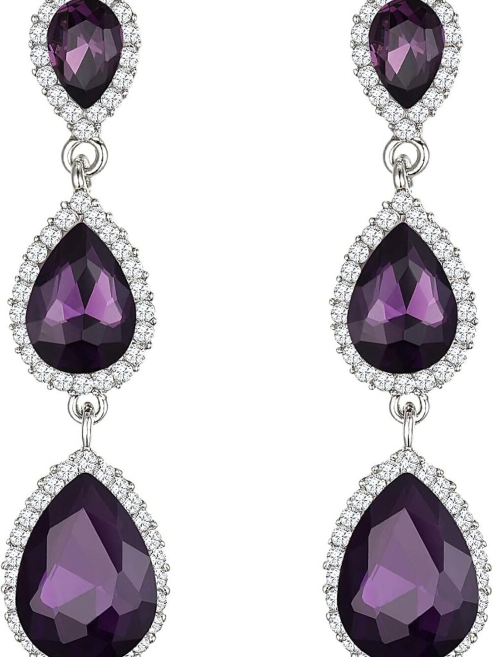 Glam Crystal Teardrop Earrings - 2.5 Inch Pear Shape Dangle Jewelry for Women